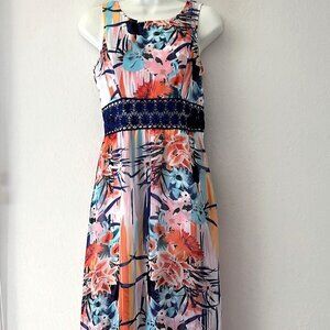 TROPICAL HAWAIIAN FLORAL LACE DRESS LIKE NEW
